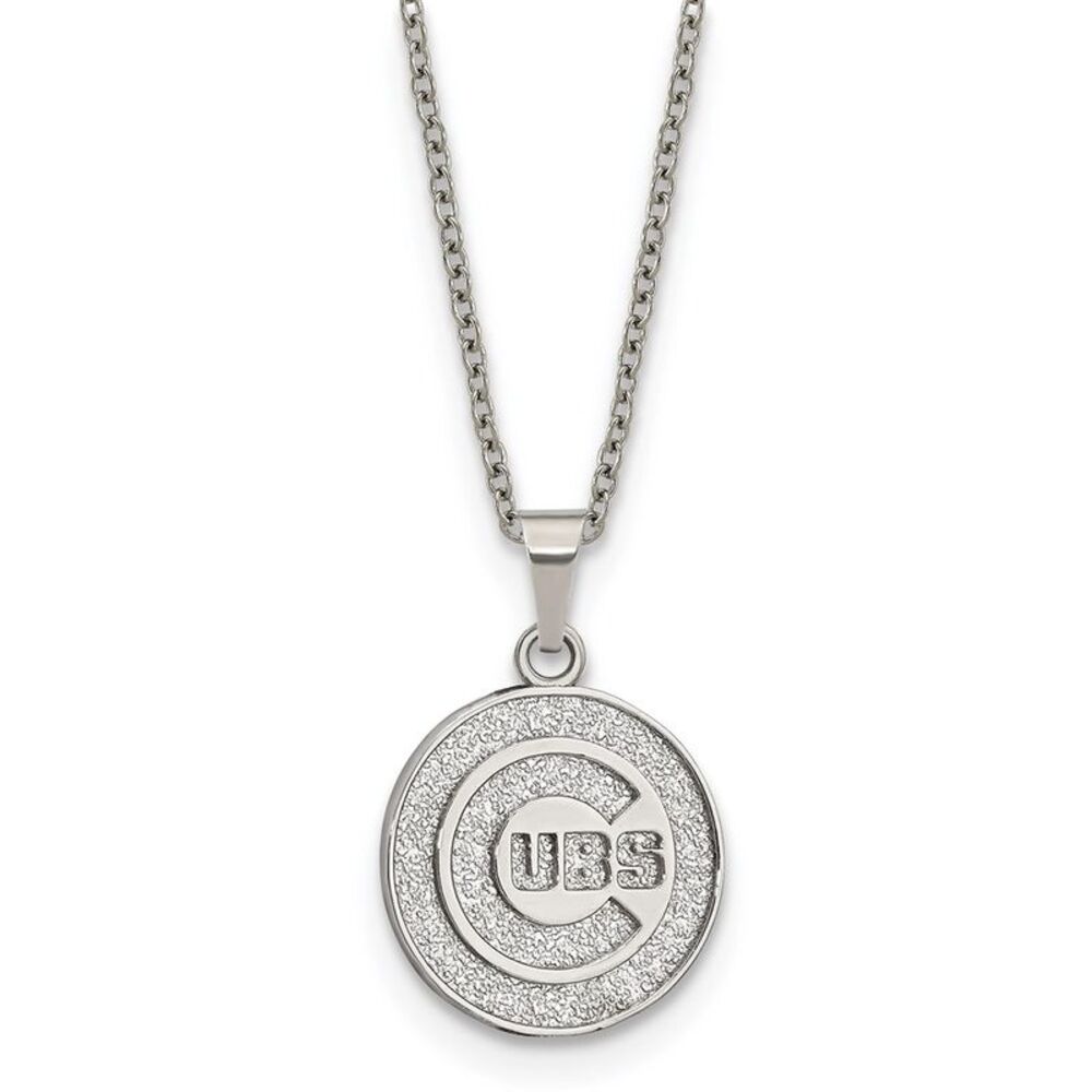 Stainless Steel MLB Chicago Cubs Medium Disc Necklace, 18-20 inch